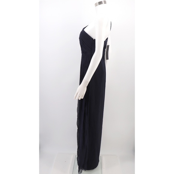 NWT Aidan Mattox Draped One-Shoulder Crepe Gown - Picture 5 of 7